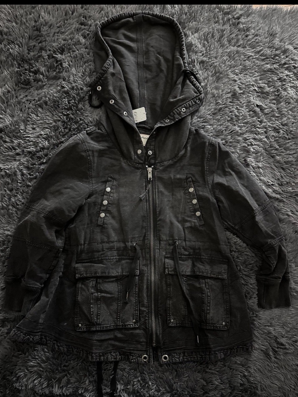 Free People We The Free Surplus Future Parka Washed Black Size Medium NWT